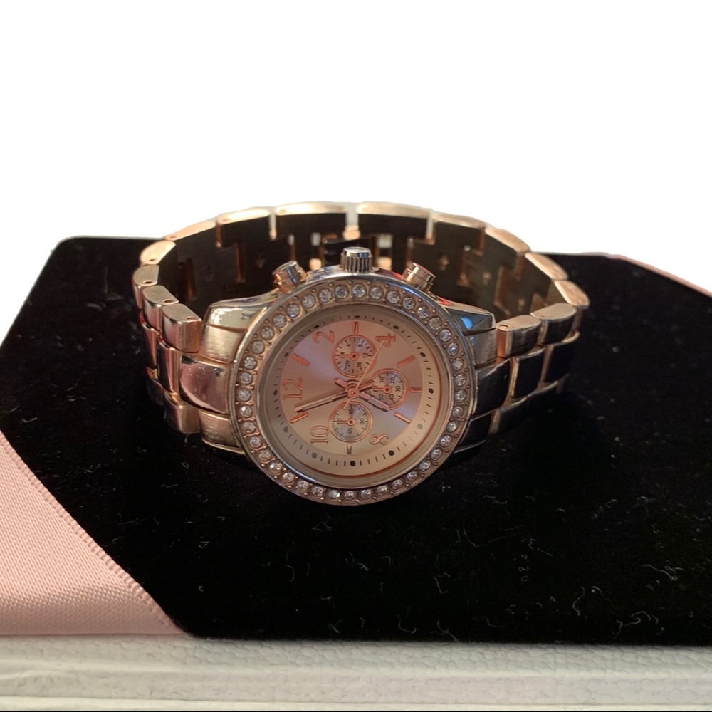 Rose Gold Rhinestone Watch
